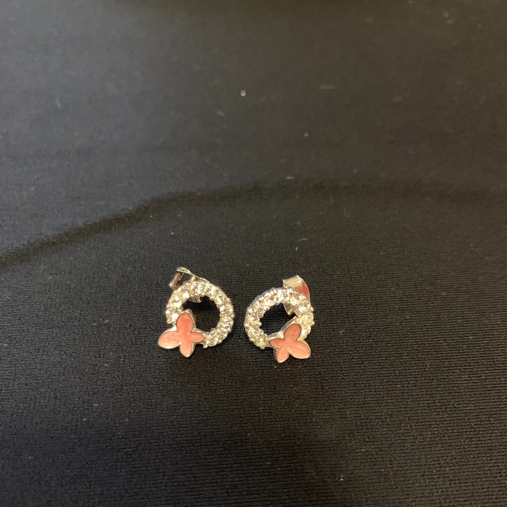Elegant Korean Crystal with Pink Butterfly Earring